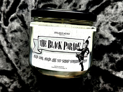 The Black Parade My Chemical Romance candle, label facing forward